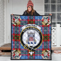 Spalding Tartan Crest Premium Quilt - Gold Thistle Style