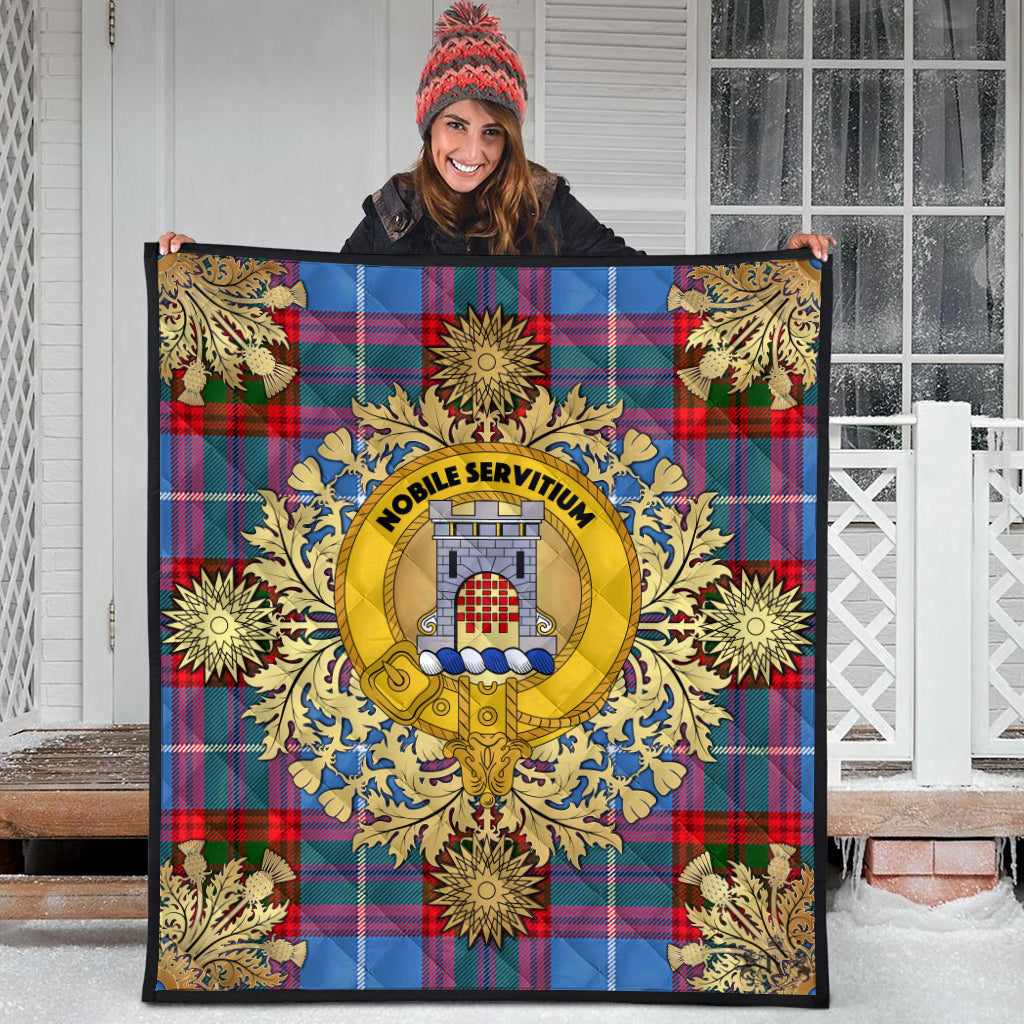 Spalding Tartan Crest Premium Quilt - Gold Thistle Style