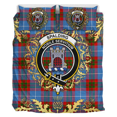 Spalding Tartan Crest Bedding Set - Golden Thistle Style