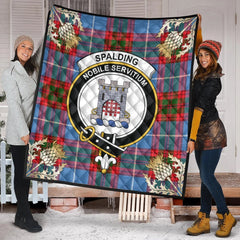 Spalding Tartan Crest Premium Quilt - Gold Thistle Style