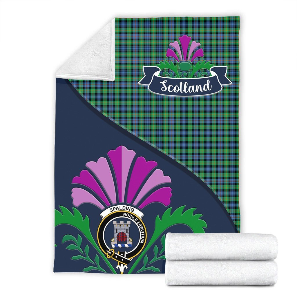 Spalding Tartan Crest Premium Blanket - Thistle Style