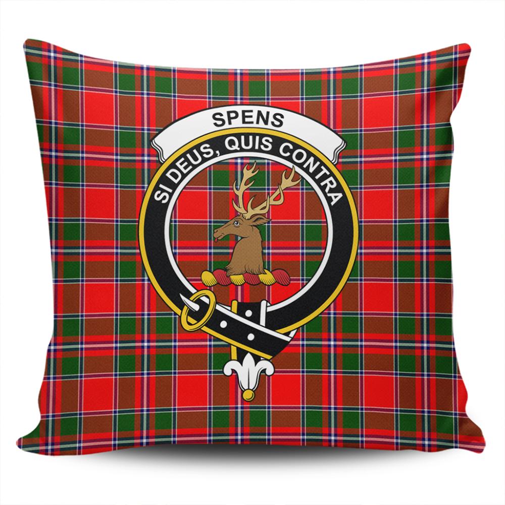 Scottish Spens Modern Tartan Crest Pillow Cover - Tartan Cushion Cover