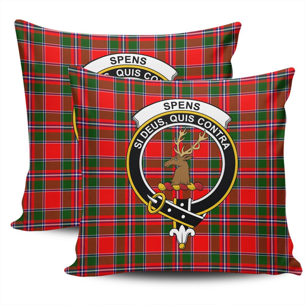 Scottish Spens Modern Tartan Crest Pillow Cover - Tartan Cushion Cover