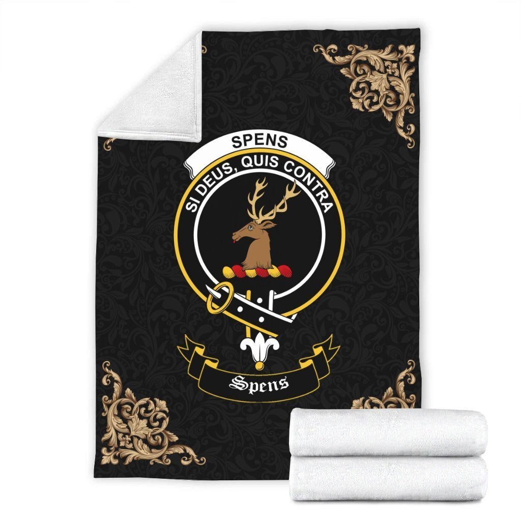 Spens (or Spence) Crest Tartan Premium Blanket Black