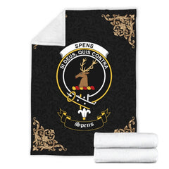 Spens (or Spence) Crest Tartan Premium Blanket Black