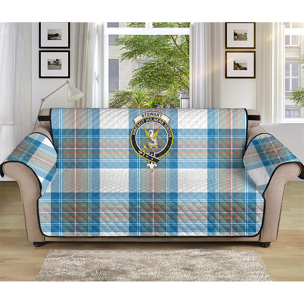 Stewart Muted Blue Tartan Crest Sofa Protector