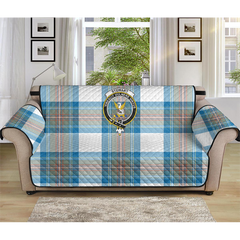 Stewart Muted Blue Tartan Crest Sofa Protector