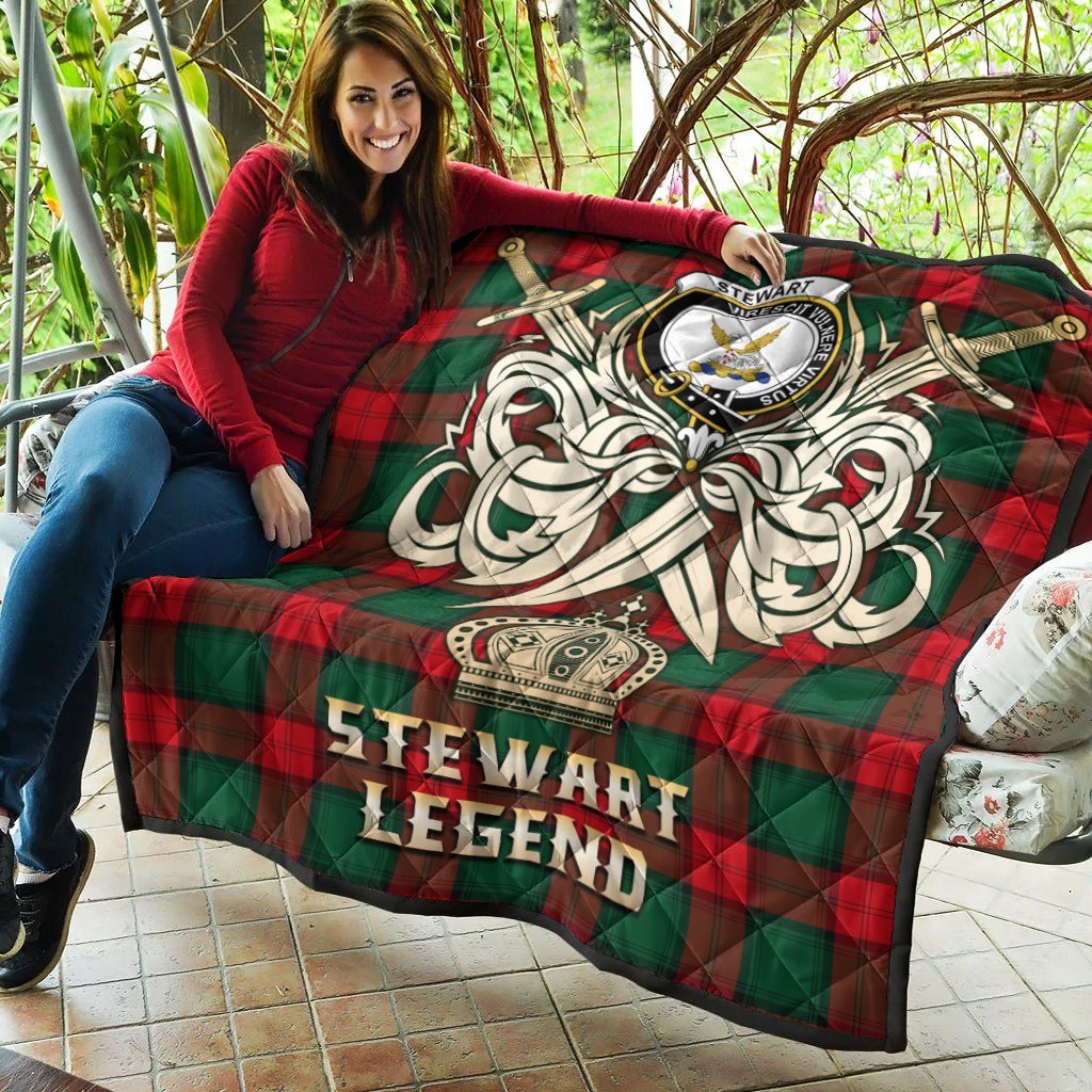 Stewart Atholl Modern Tartan Crest Legend Gold Royal Premium Quilt
