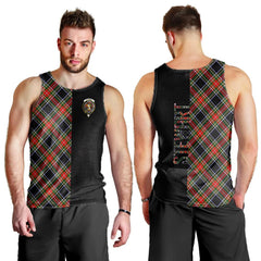 Stewart Black Tartan Crest Men's Tank Top - Cross Style