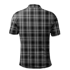 Stewart Black and White Tartan Polo Shirt