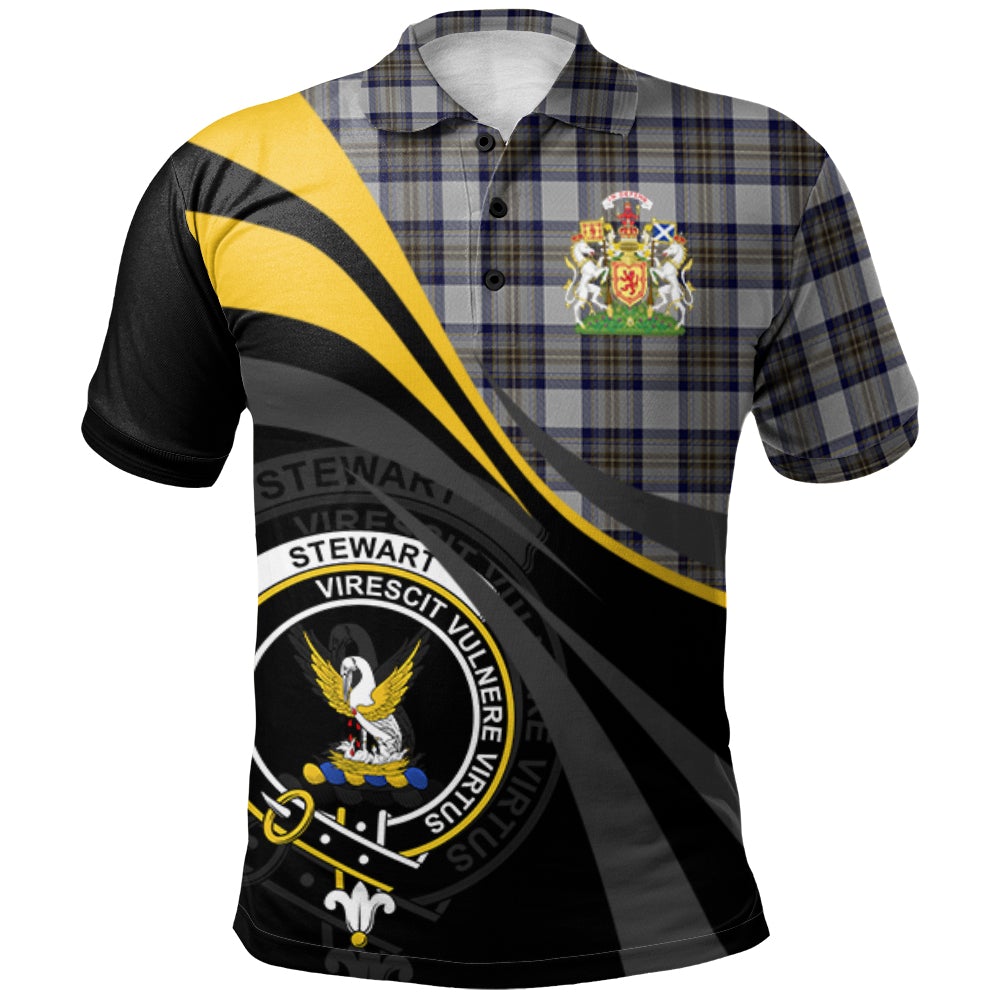 Stewart Dress Blue Tartan Polo Shirt - Royal Coat Of Arms Style