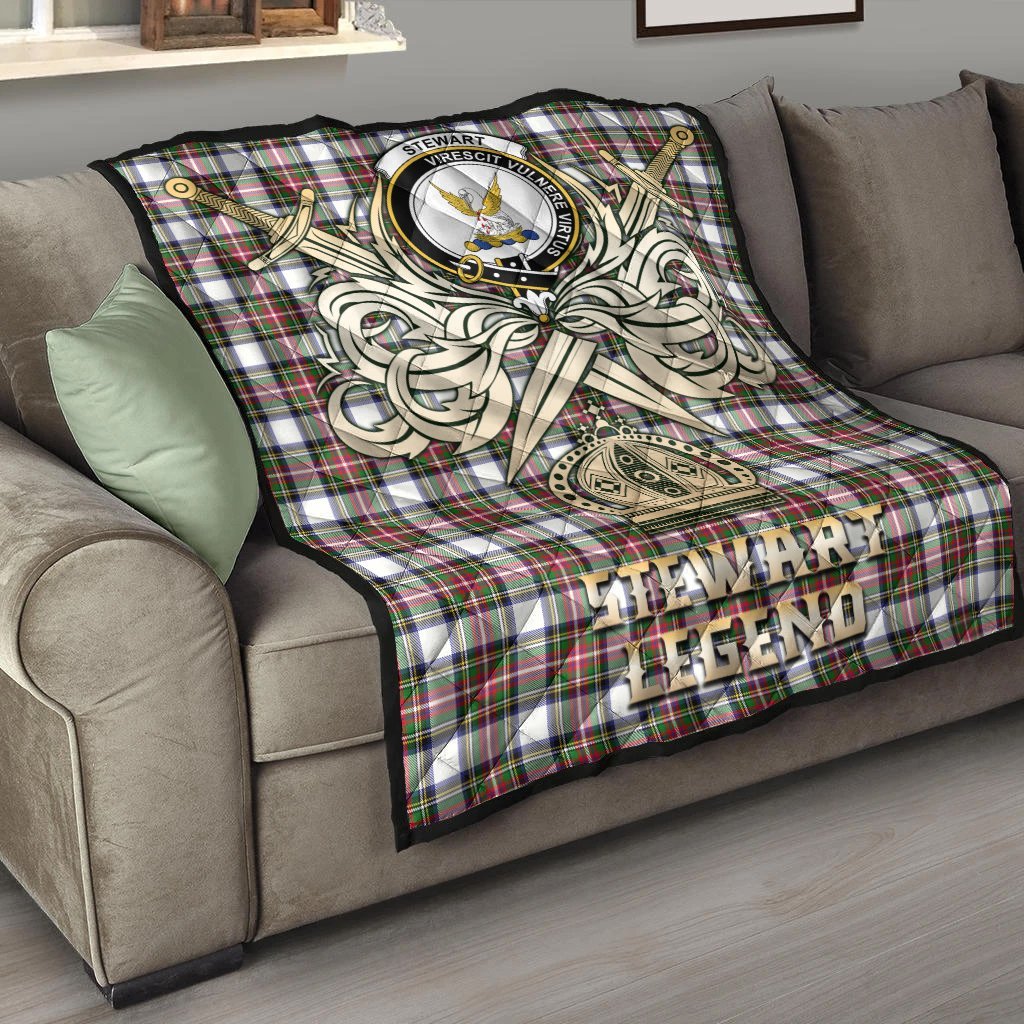 Stewart Dress Modern Tartan Crest Legend Gold Royal Premium Quilt