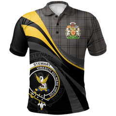 Stewart Grey Tartan Polo Shirt - Royal Coat Of Arms Style