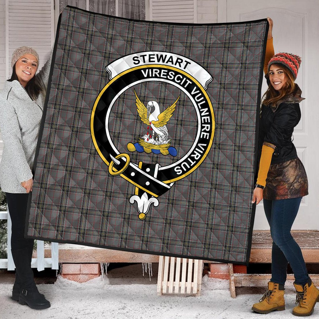 Stewart Grey Tartan Crest Quilt