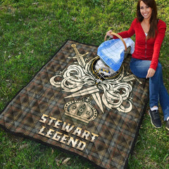Stewart Hunting Weathered Tartan Crest Legend Gold Royal Premium Quilt