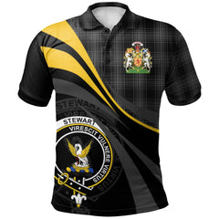 Stewart Mourning Tartan Polo Shirt - Royal Coat Of Arms Style