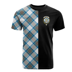 Stewart Muted Blue Tartan T-Shirt Half of Me - Cross Style