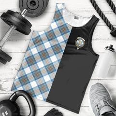 Stewart Muted Blue Tartan Crest Men's Tank Top - Cross Style