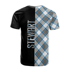 Stewart Muted Blue Tartan T-Shirt Half of Me - Cross Style