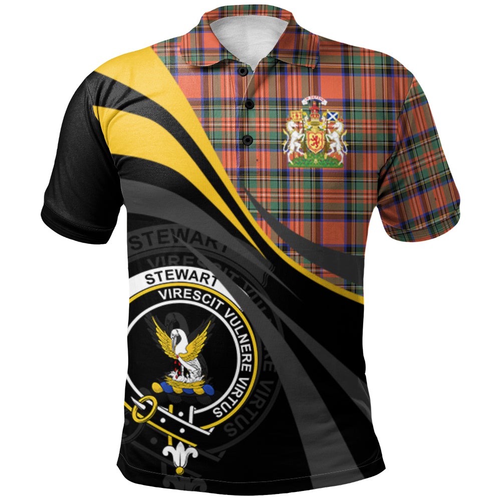 Stewart Royal Ancient Tartan Polo Shirt - Royal Coat Of Arms Style