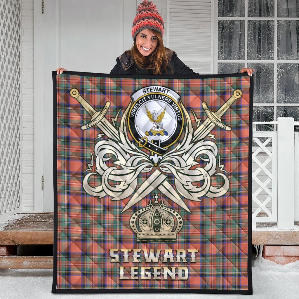 Stewart Royal Ancient Tartan Crest Legend Gold Royal Premium Quilt