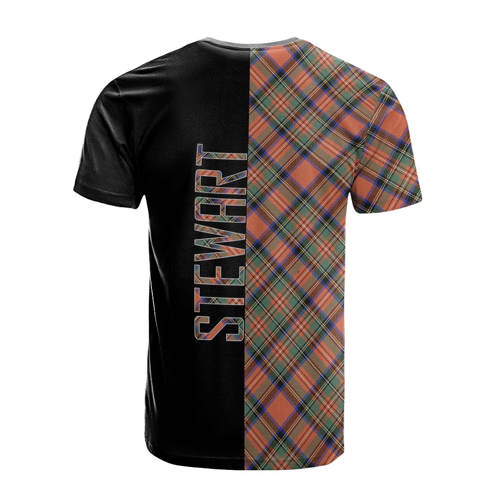 Stewart Royal Ancient Tartan T-Shirt Half of Me - Cross Style