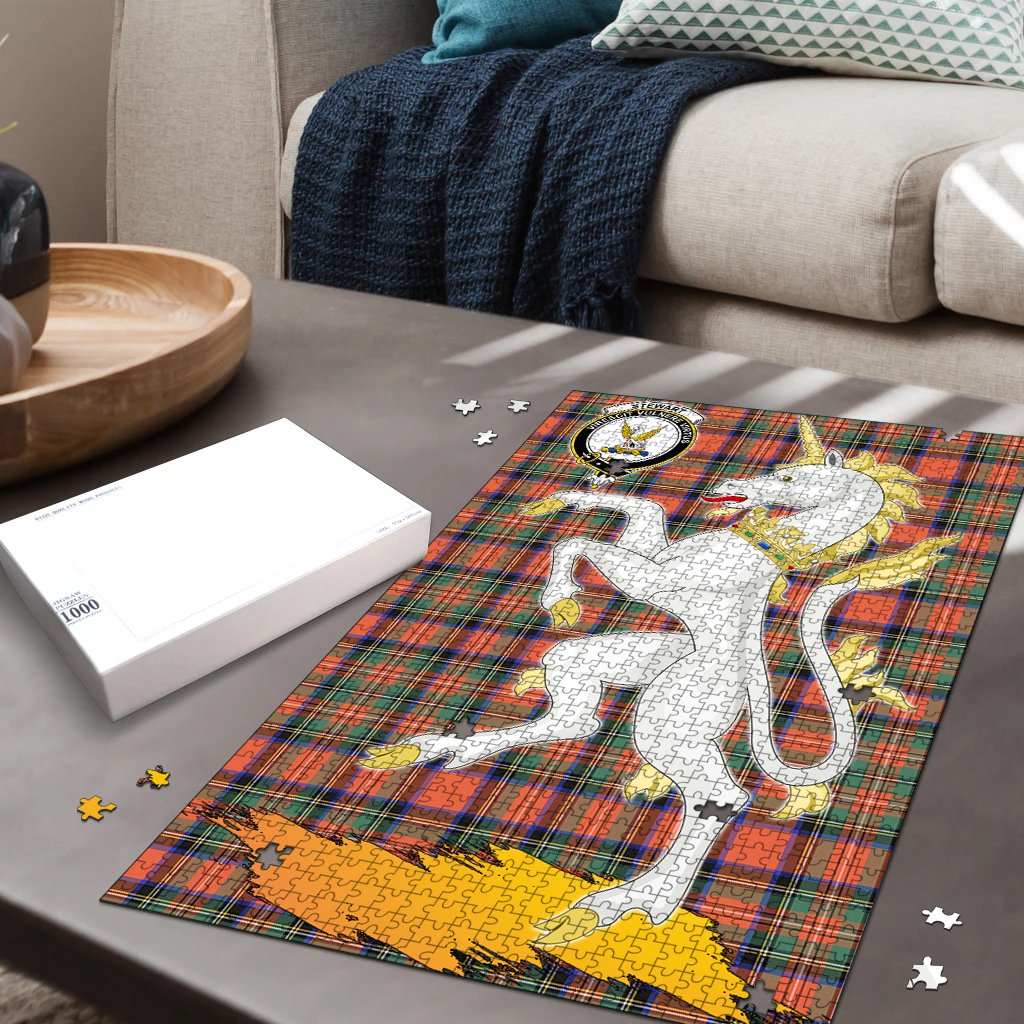 Stewart Royal Ancient Tartan Crest Unicorn Scotland Jigsaw Puzzles