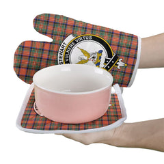 Stewart Royal Ancient Tartan Crest Oven Mitt And Pot Holder (2 Oven Mitts + 1 Pot Holder)