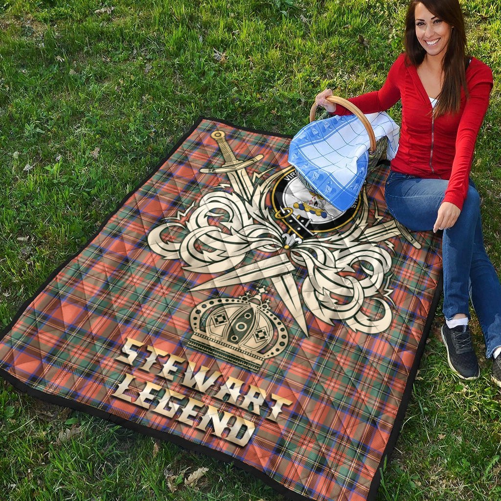Stewart Royal Ancient Tartan Crest Legend Gold Royal Premium Quilt