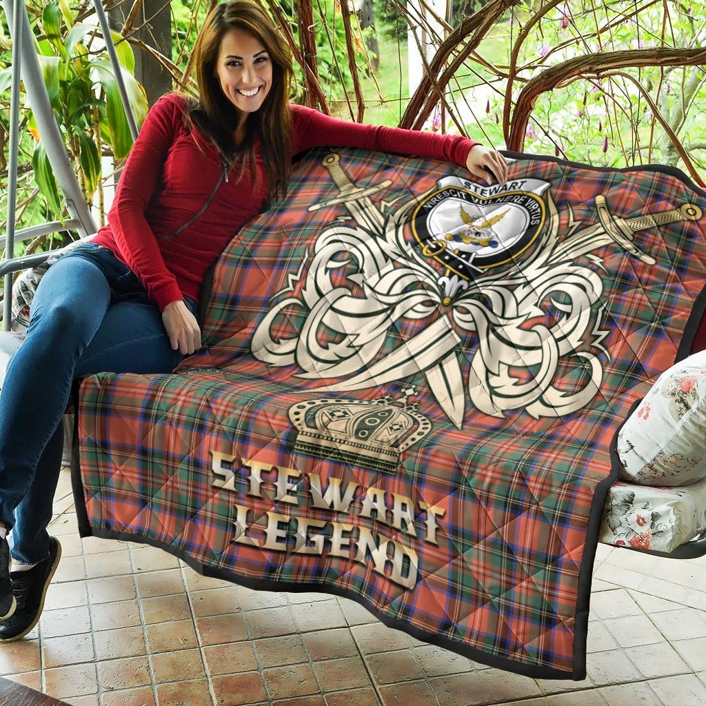 Stewart Royal Ancient Tartan Crest Legend Gold Royal Premium Quilt