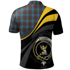 Stewart Royal Blue Tartan Polo Shirt - Royal Coat Of Arms Style