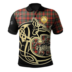 Stewart Royal Modern Tartan Polo Shirt Viking Wolf