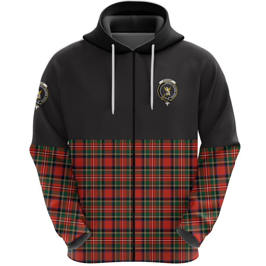 Stewart Royal Modern Clan Half Of Tartan Zipper Hoodie