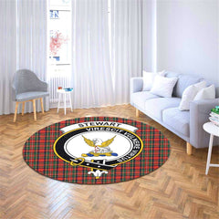Stewart Royal Modern Tartan Crest Round Rug
