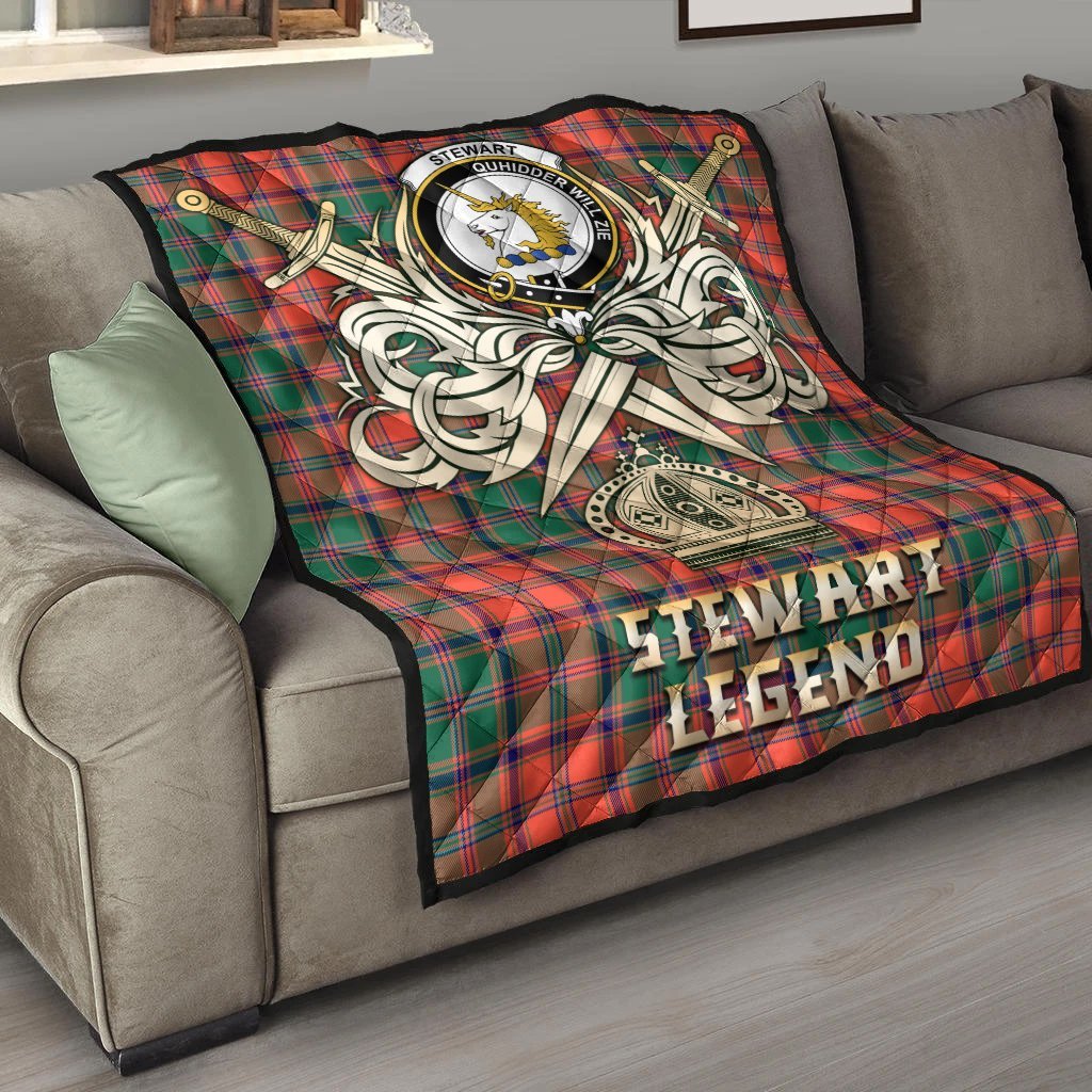 Stewart of Appin Ancient Tartan Crest Legend Gold Royal Premium Quilt