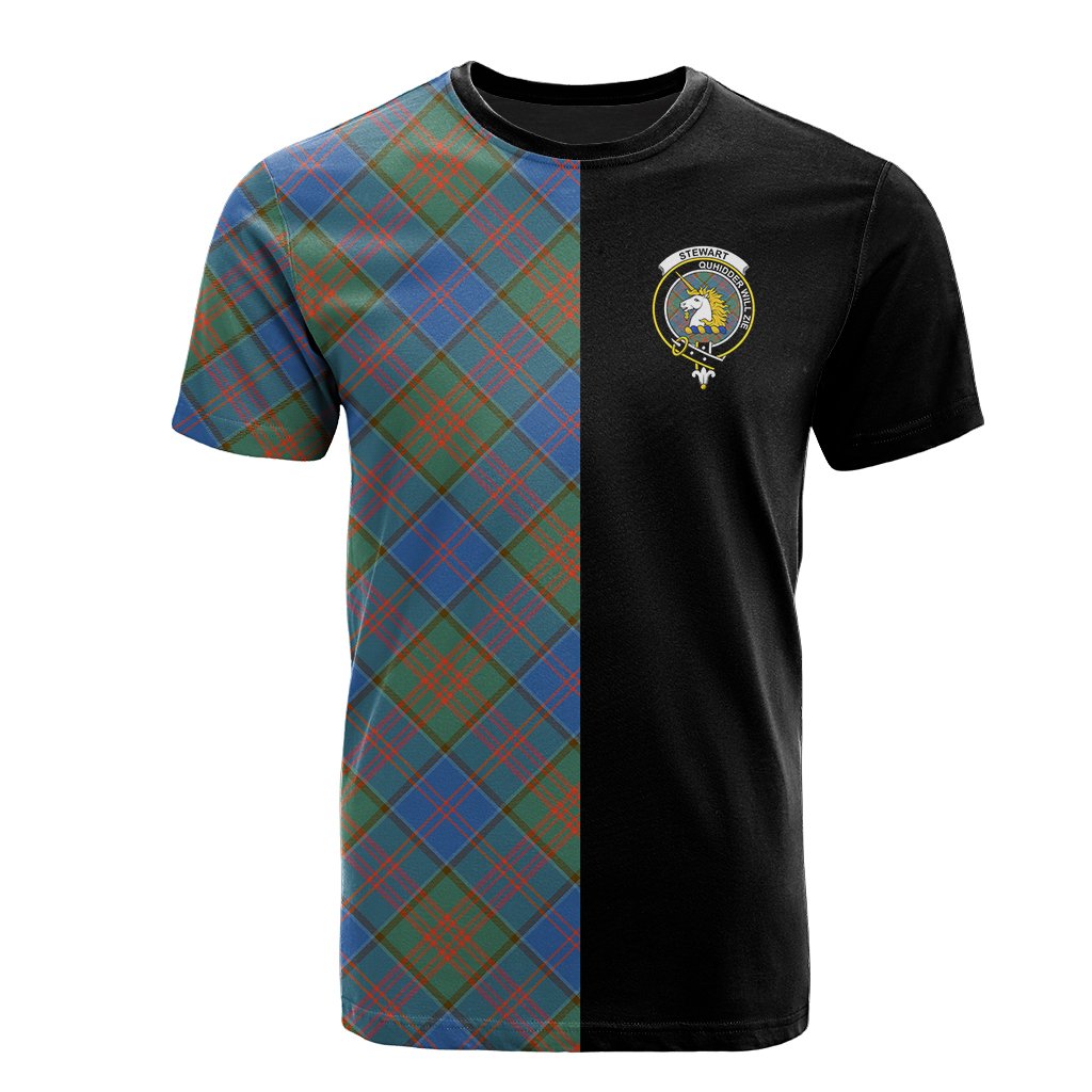 Stewart of Appin Hunting Ancient Tartan T-Shirt Half of Me - Cross Style