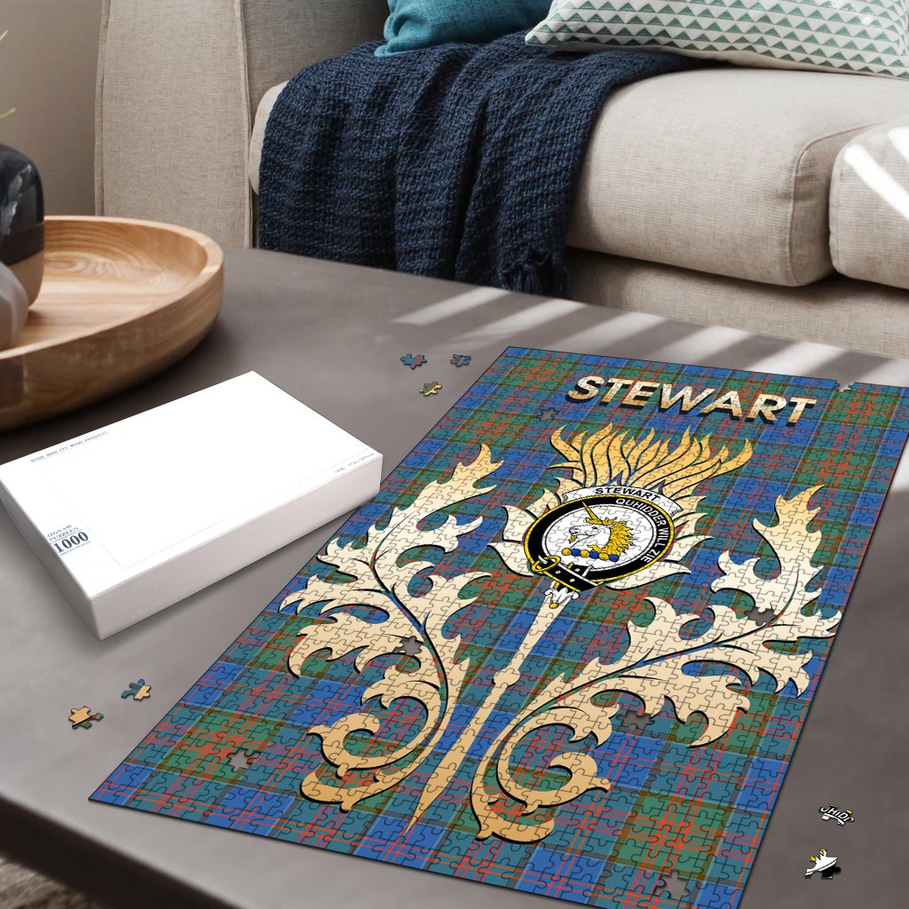 Stewart of Appin Hunting Ancient Tartan Crest Thistle Jigsaw Puzzles