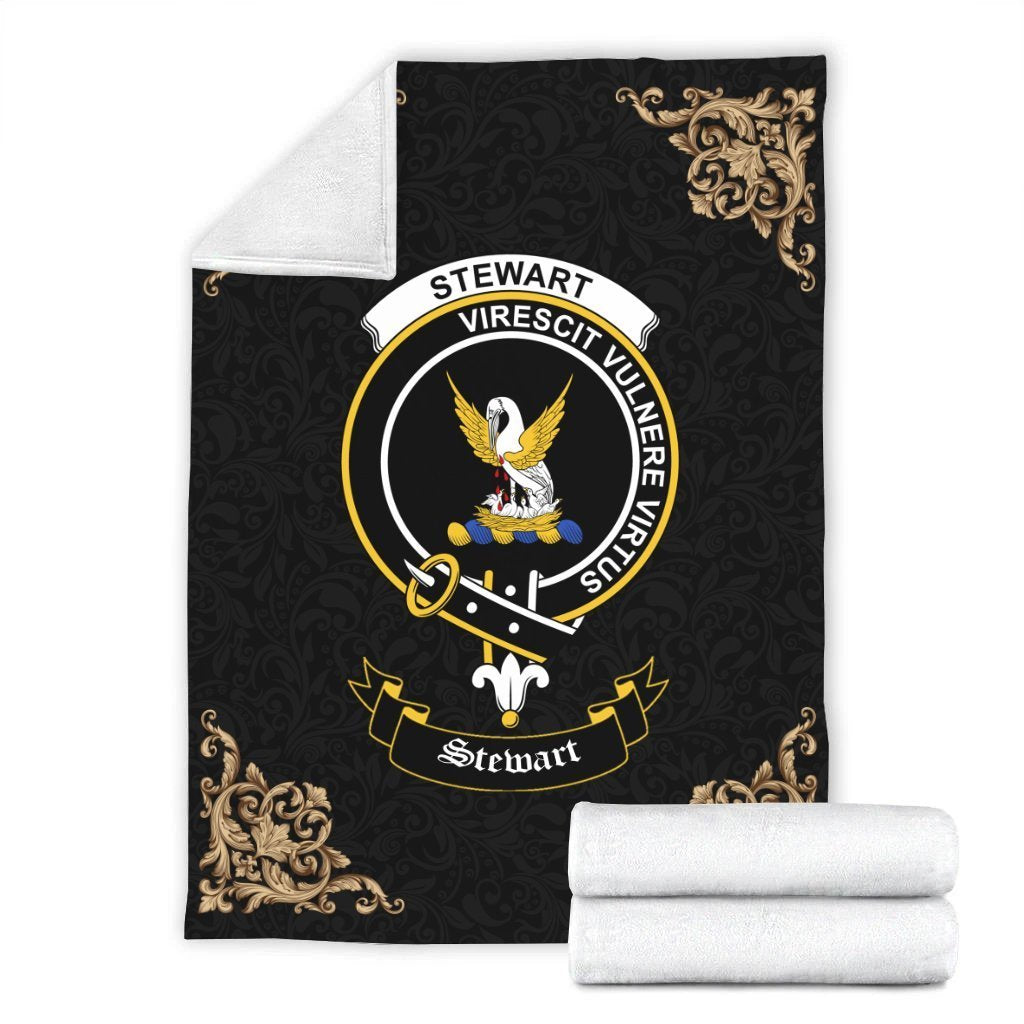 Stewart (High Stewards) Crest Tartan Premium Blanket Black