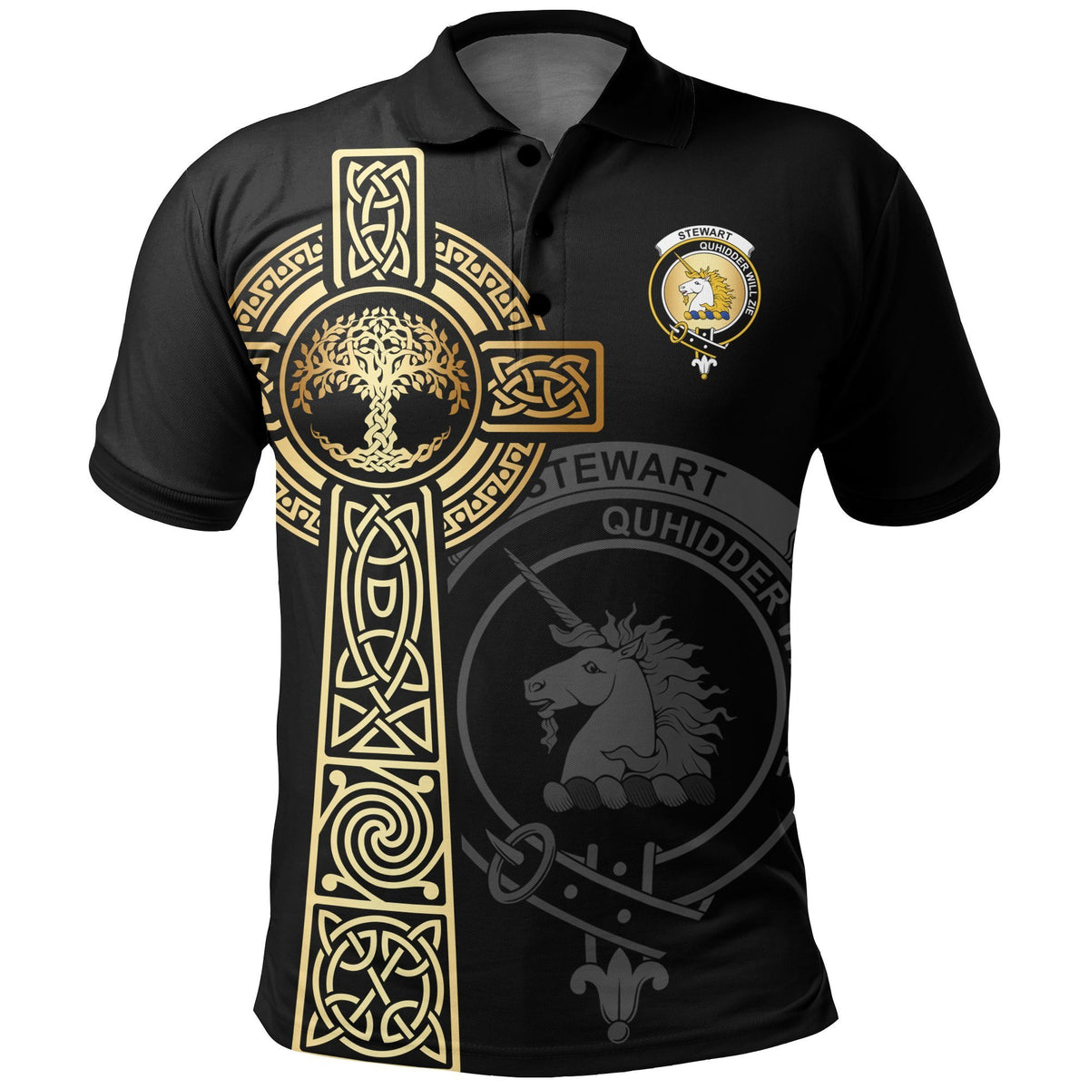 Stewart (of Appin) Clan Unisex Polo Shirt - Celtic Tree Of Life