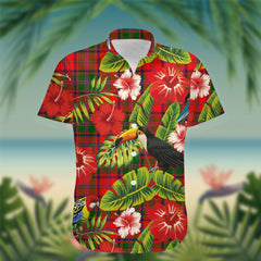 Stewart (of Appin) Tartan Hawaiian Shirt Hibiscus, Coconut, Parrot, Pineapple - Tropical Garden Shirt