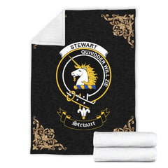 Stewart (of Appin) Crest Tartan Premium Blanket Black