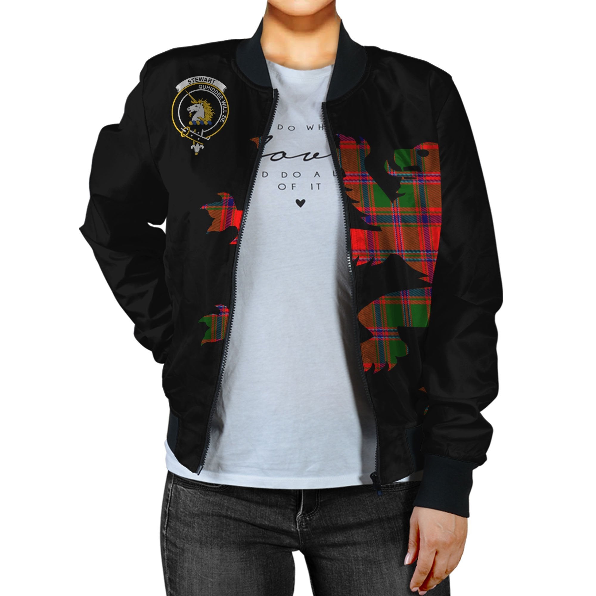 Stewart of Appin Tartan Bomber Jacket Lion & Thistle
