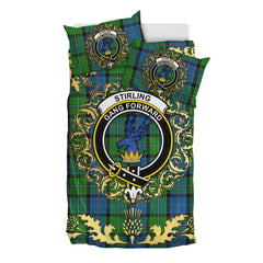 Stirling Tartan Crest Bedding Set - Golden Thistle Style