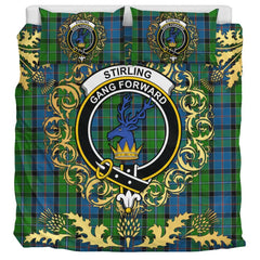 Stirling Tartan Crest Bedding Set - Golden Thistle Style