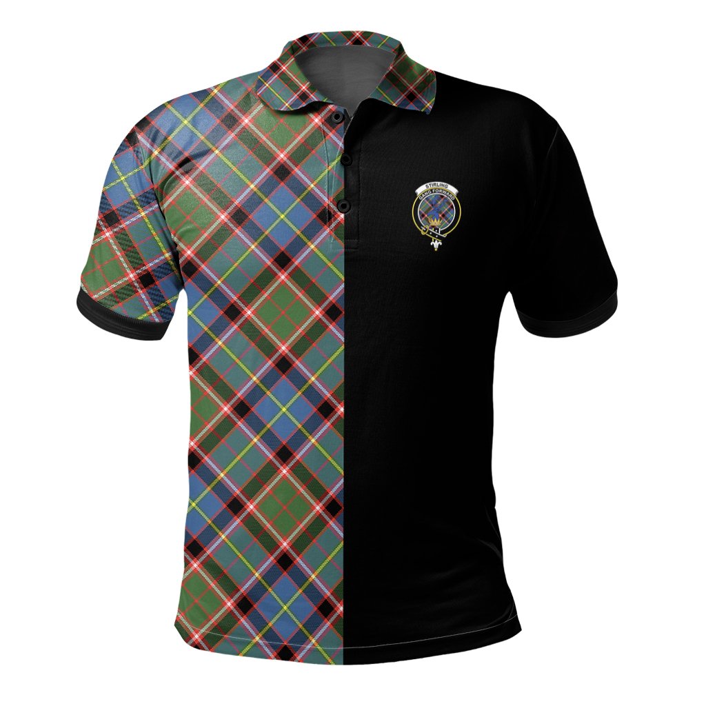 Stirling Bannockburn Tartan Polo Shirt Half of Me - Cross Style