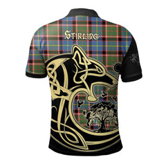Stirling Bannockburn Tartan Polo Shirt Viking Wolf