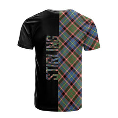 Stirling Bannockburn Tartan T-Shirt Half of Me - Cross Style