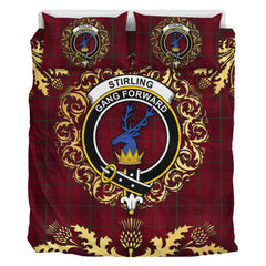 Stirling of Keir Tartan Crest Bedding Set - Golden Thistle Style