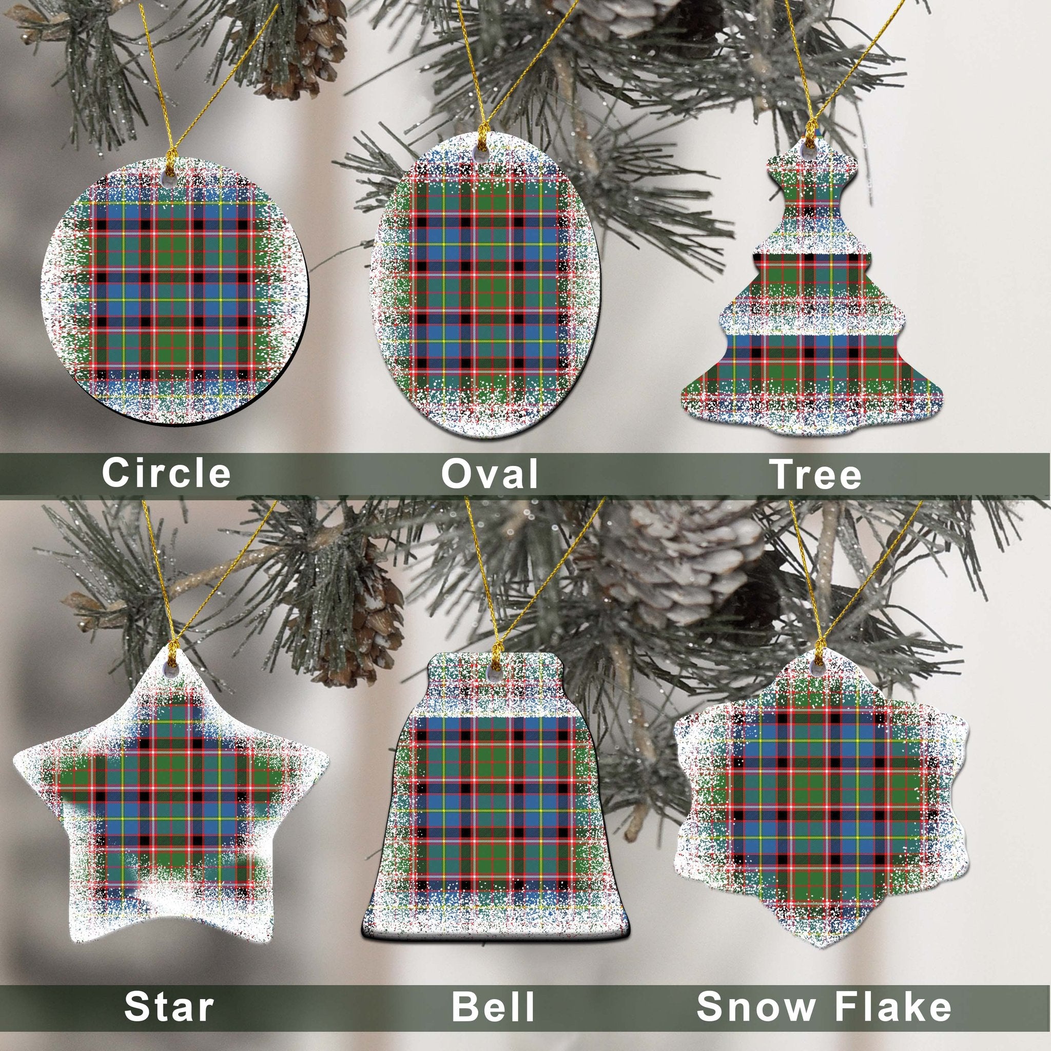Stirling (of Cadder-Present Chief) Tartan Christmas Ceramic Ornament - Snow Style