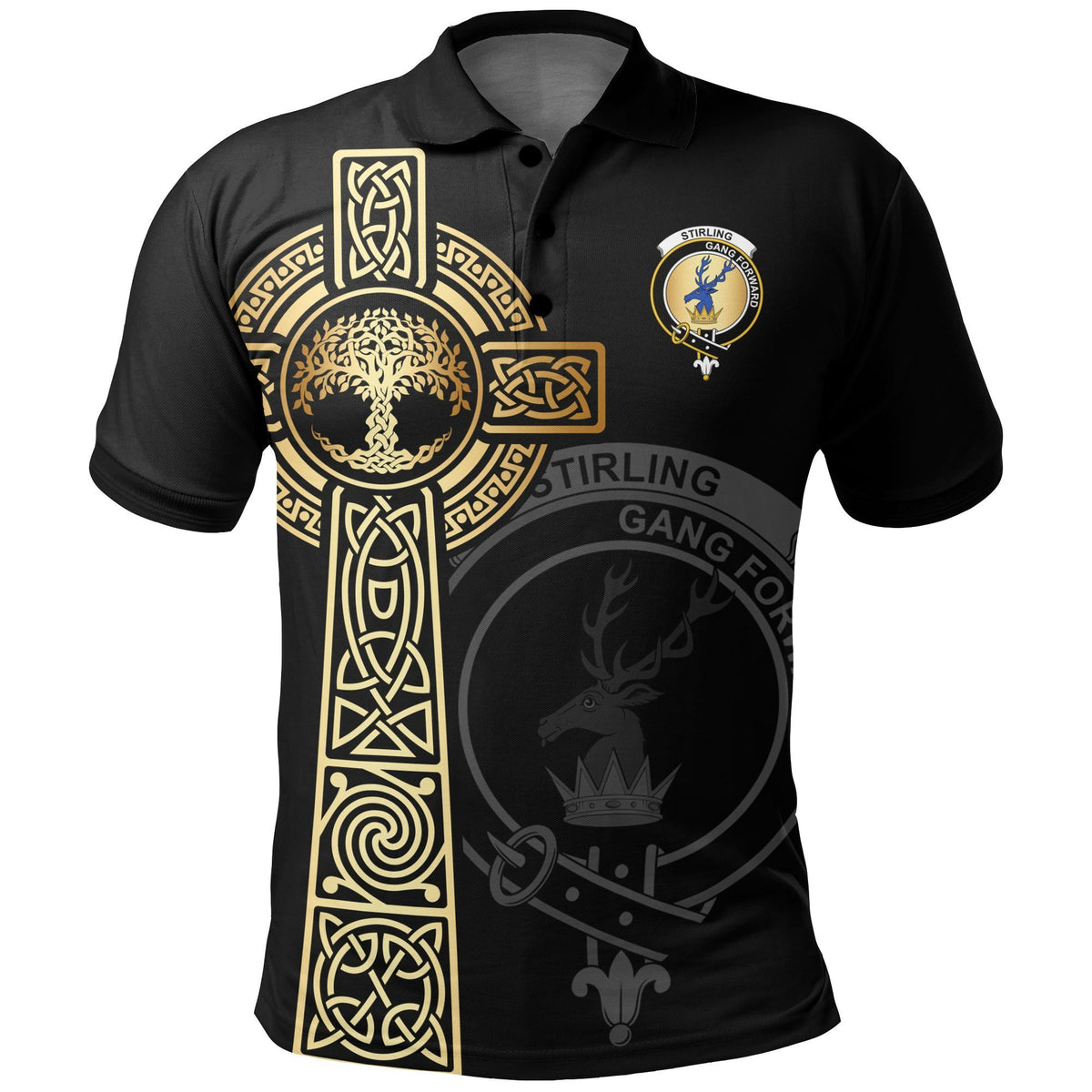 Stirling (of Cadder-Present Chief) Clan Unisex Polo Shirt - Celtic Tree Of Life